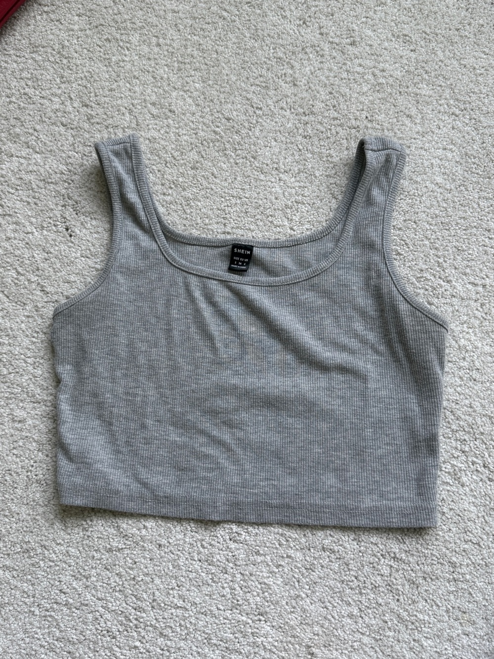 SHEIN Light Gray Ribbed Scoop Neck Crop Tank